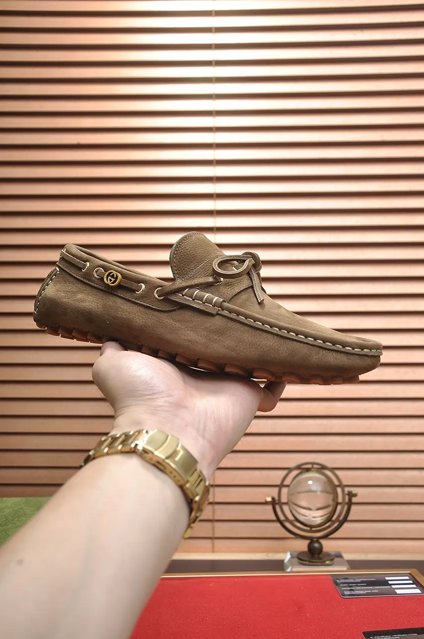 Men's Men's Shoes💰420💶【GUCCI】 (High-end Niuli) New 🍀Gucci*——Gucci Doudou Shoes! Made of imported original cowhide, the inner top layer is comfortable cowhide lining! Original wear-resistant rubber outsole! High quality products! Code number 38-44!